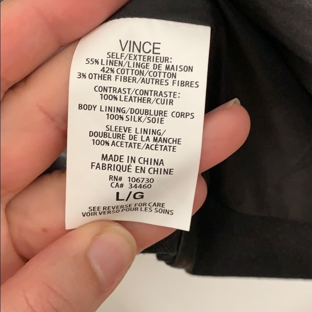 Vince. Linen and Leather moto jacket sz Large - Picture 4 of 8